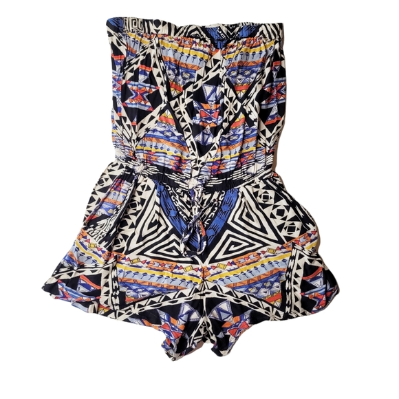 Angie Pants - Angie Strapless Boho Festival Jumper Romper Shorts Medium